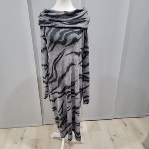 White House Black Market Gray Long Sleeve Dress